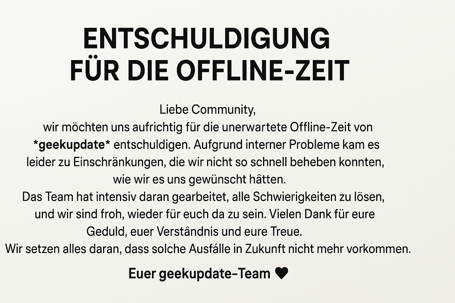 Bild zu Entschuldigung für die Offline-Zeit